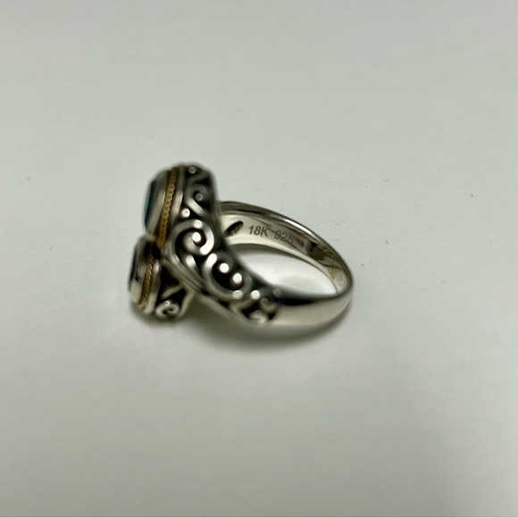 EFFY 18K Gold & Sterling Silver Natural Amethyst Blue Topaz Bypass Ring Size 7 - Picture 5 of 5